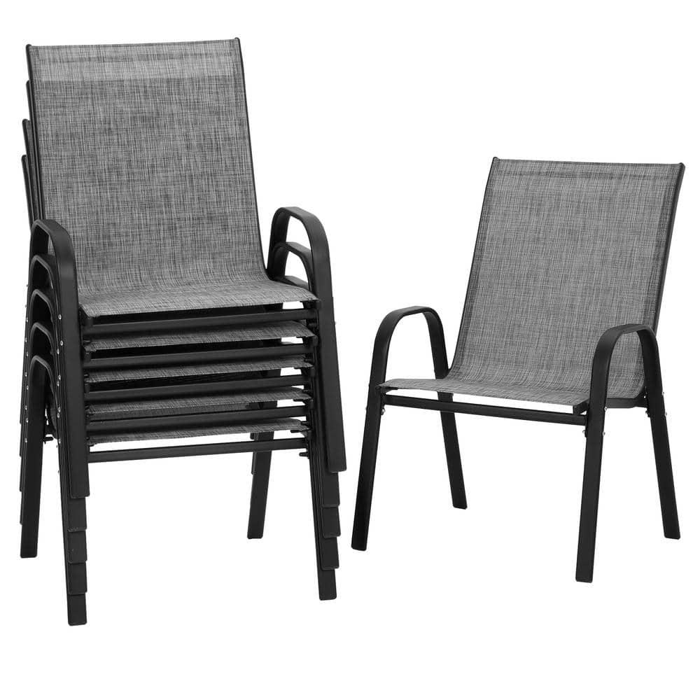 Vitarpatio Outdoor Patio Dining Chairs Set of 6, Stackable Patio Chair Metal Textilene Armchairs