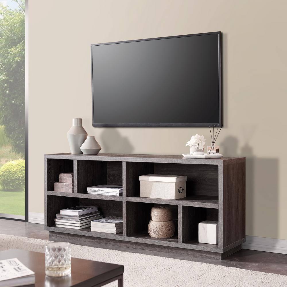 Evelyn&Zoe Bowman Rectangular TV Stand for TV's up to 65", Burnished Oak