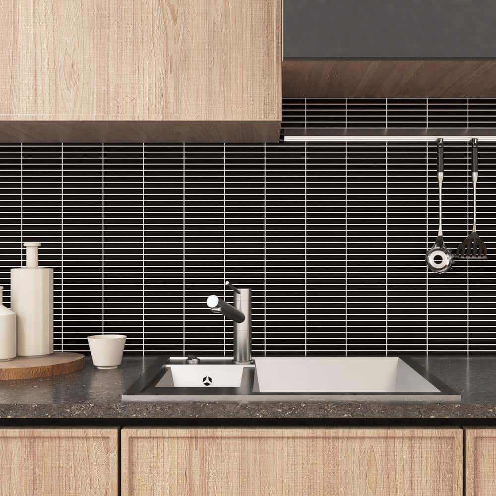 Monogram Stacked 11.19 In. X 11.9 In. Glossy Porcelain Mosaic Floor And Wall Tile (0.92 Sq. Ft. / Each)