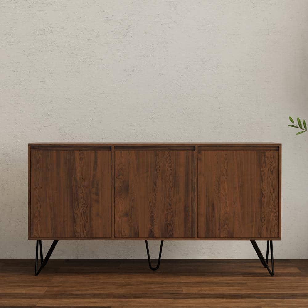 Hunter 60x18" Rectangle Contemporary Sideboard Buffet in Walnut Veneer