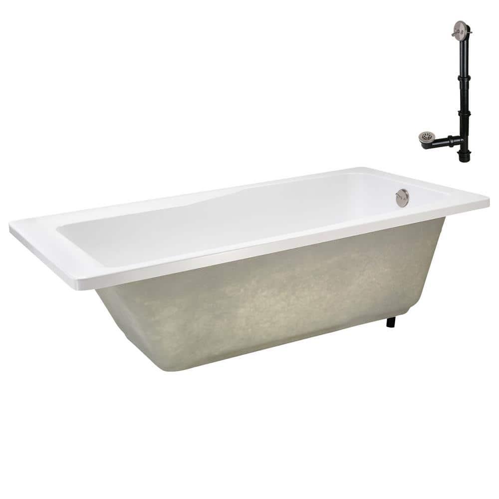 Streamline Bath 60'' x 32'' Acrylic Soaking Drop-In Bathtub, Drain Included N-4400-757-BNK