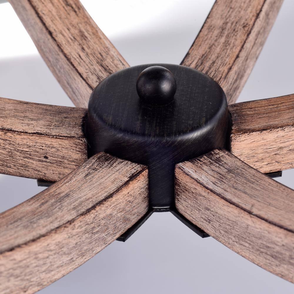 The Lighting Store Benita Antique Black Natural Wood Orb Chandelier