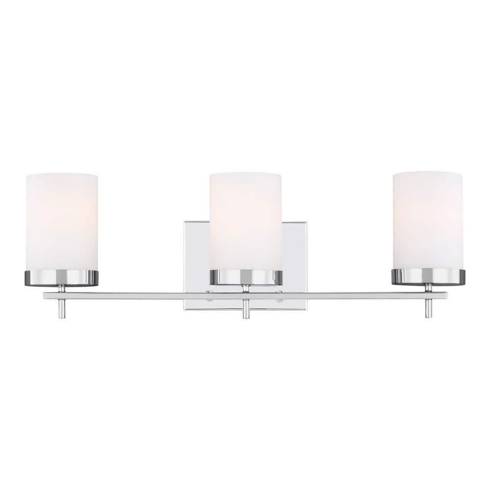 Zire Chrome 3-Light LED Vanity Fixture with Etched Glass
