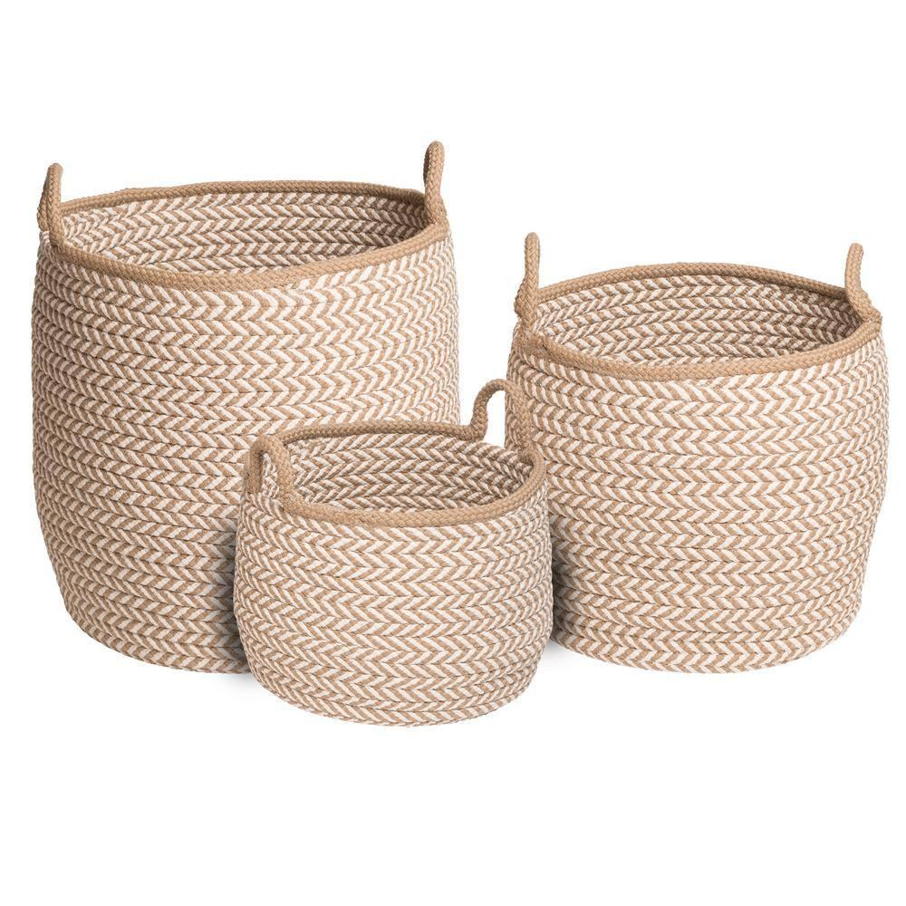 Colonial Mills Prevé Indoor/Outdoor Basket - Taupe & White 18"x18"x17"