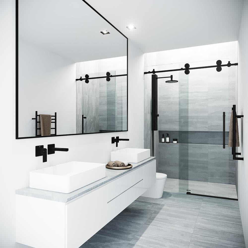 Elan 56-60" W x 74" H Sliding Frameless Shower Door with 3/8" Clear Glass