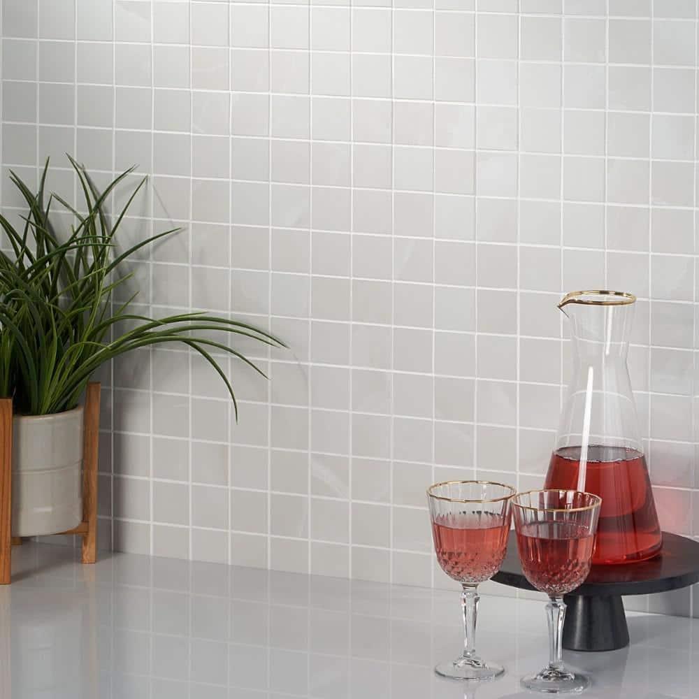 Saroshi Onyx Bianco 11.81 in. x 11.81 in. Matte Porcelain Floor and Wall Mosaic Tile (0.96 sq. ft./Each)
