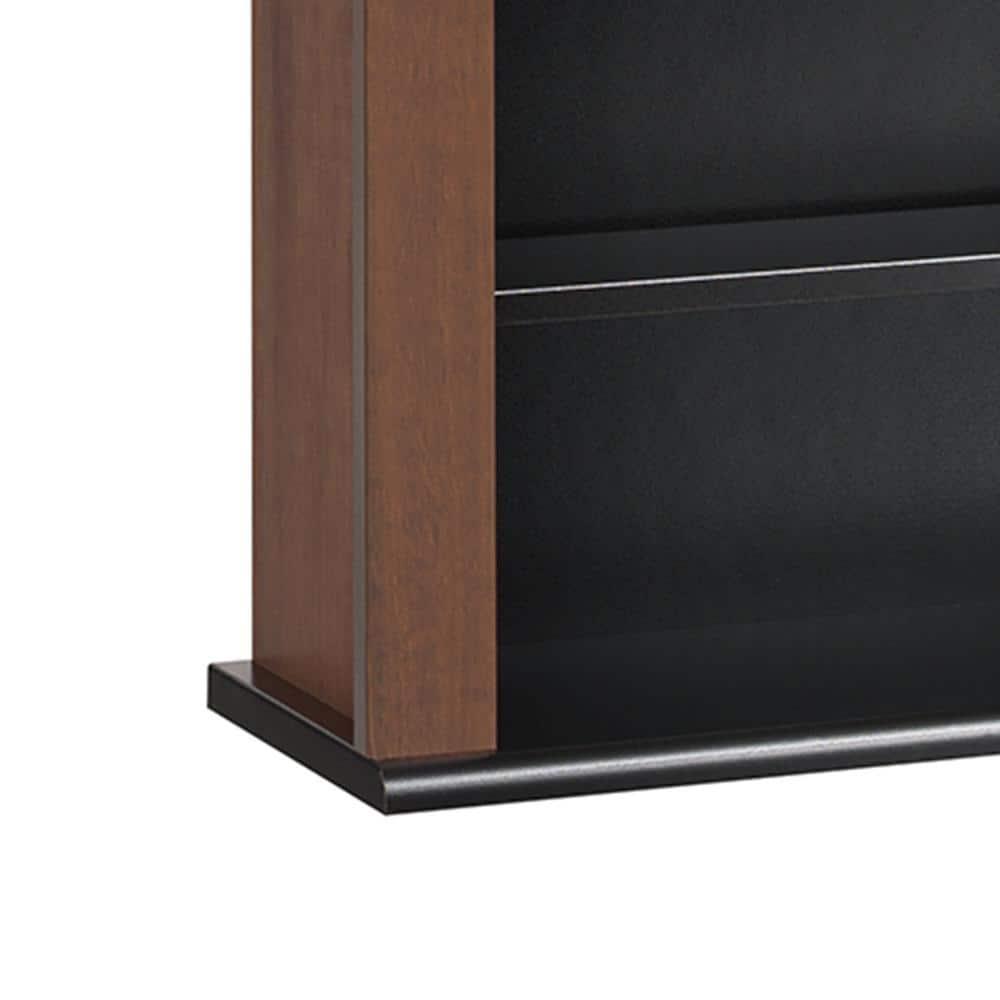 Prepac Double Floating Media Wall Storage in Cherry and Black