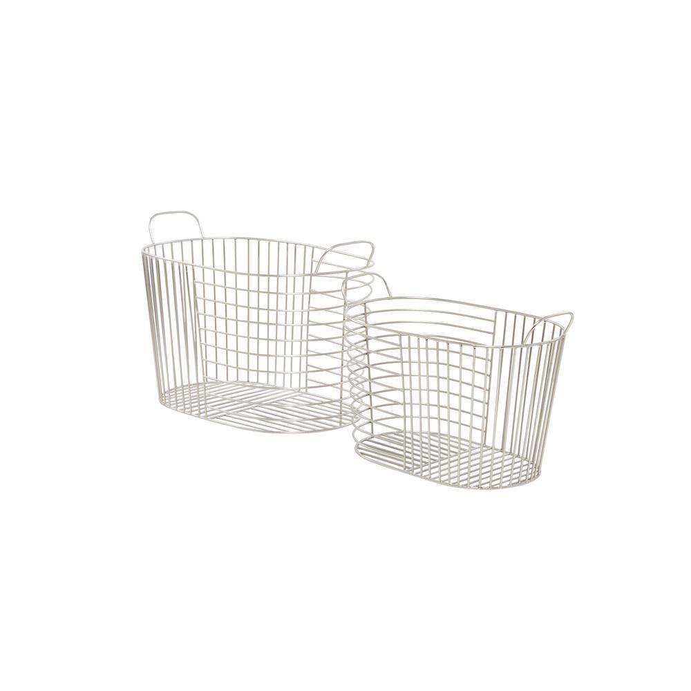 Abbie Metal Basket With Handles - Set of 2