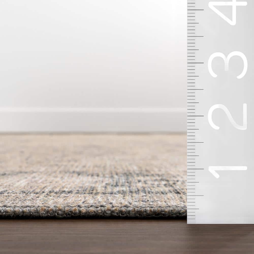 Nuloom Hillstone Collection Brinly Traditional Vintage Medallion Area Rug, 9' x 12', Light beige