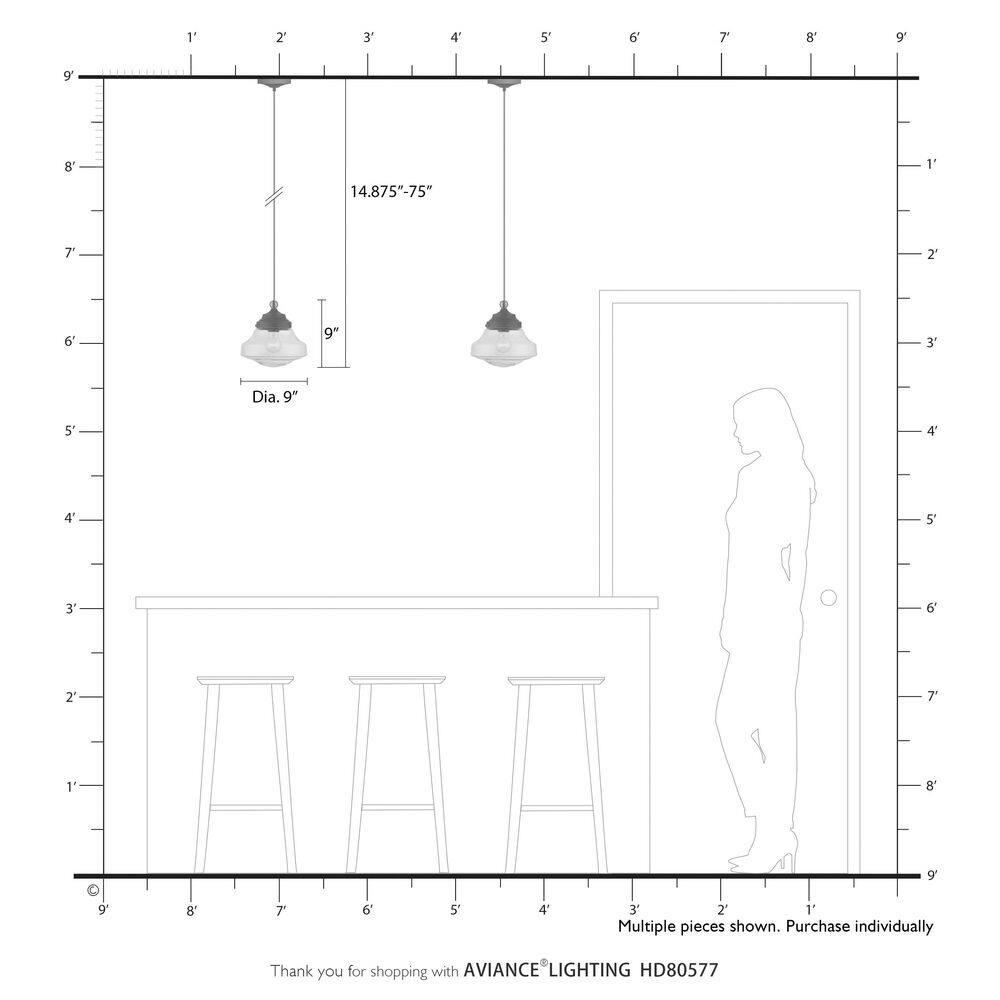 Livex Lighting Avondale 1 - Light Pendant in  Bronze/Antique Brass