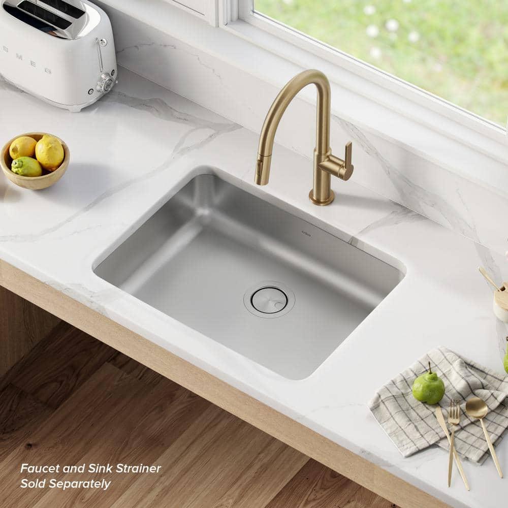 Kraus KA1AS25B Dex™️ Series KRAUS 25" L Undermount 16 Gauge Stainless Steel Single Bowl ADA Kitchen Sink