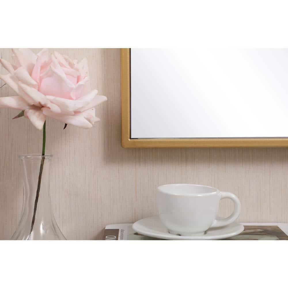 Elegant Lighting Metal frame rectangle mirror 14x28 inch in brass
