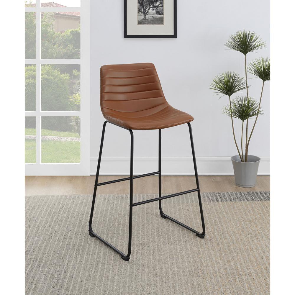 Coaster Zuni Rustic Faux Leather Upholstered Bar Chair in Brown