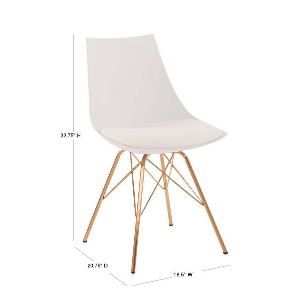 OSP Home Furnishings Oakley Chair White : Polyurethane Upholstery, Metal Legs, Armless Design, 200 lbs Capacity