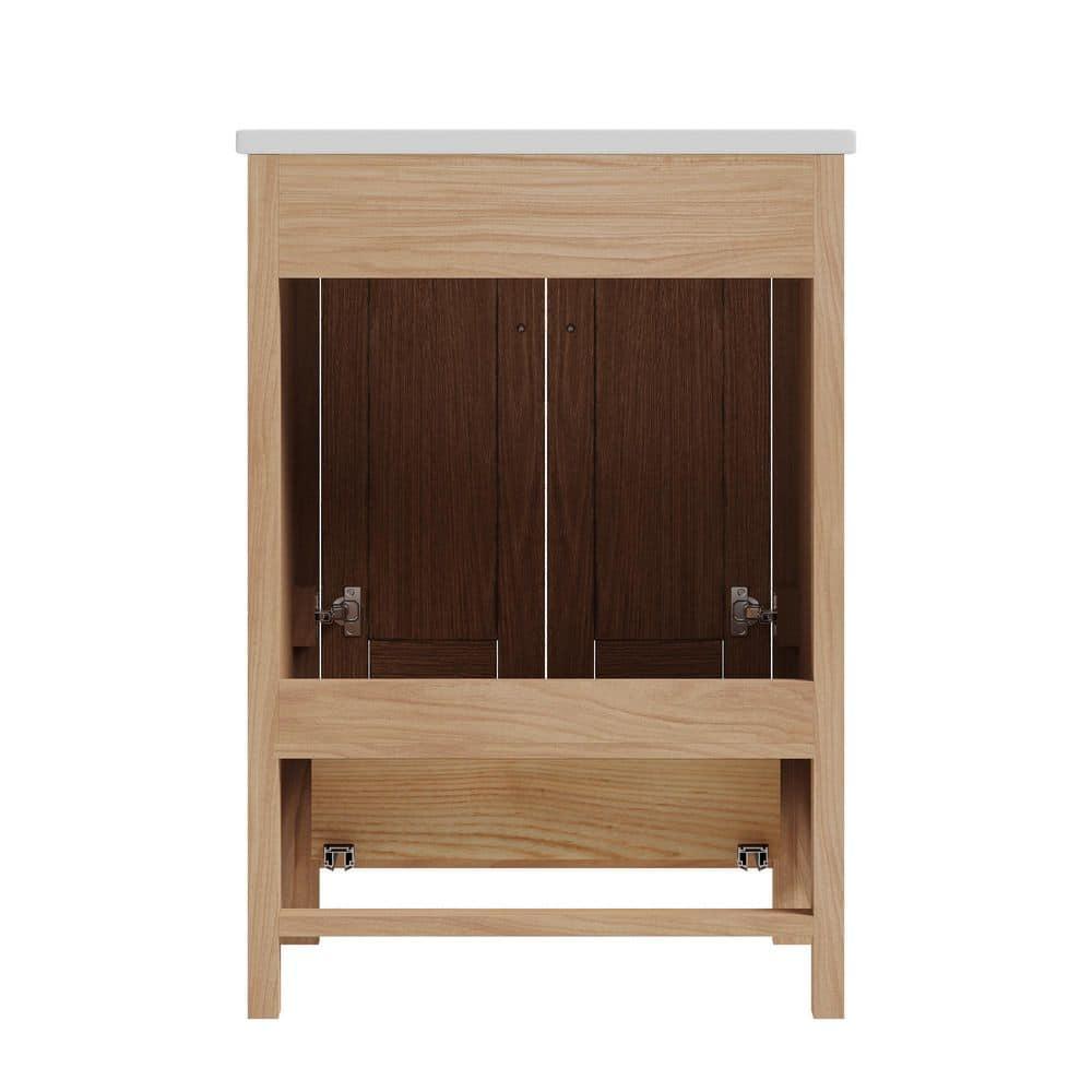 DeerValley Cove 24" Fully Assembled Single Bathroom Vanity with Ceramic Top, Soft-close Doors and Drawer