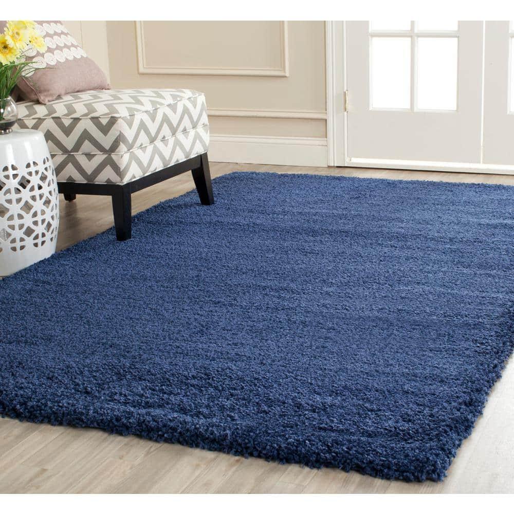 Milan Shag SG180 Power Loomed Indoor Area Rug - Navy - 7'x7' - Safavieh