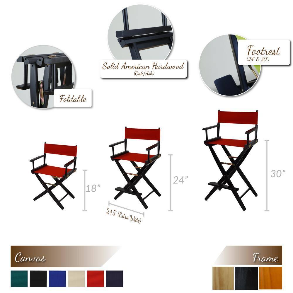 206-24-032-32 24 in. Extra-Wide Premium Directors Chair, Oak Frame with Hunter Green Color Cover
