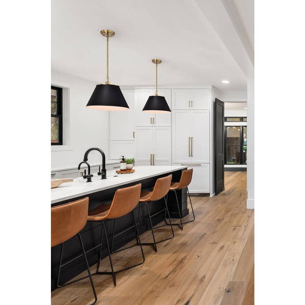 60/7414-Nuvo Lighting-Dover - 3 Light Large Pendant In Mid-Century Modern Style-13.75 Inches Tall and 20 Inches Wide-Black/Vintage Brass Finish