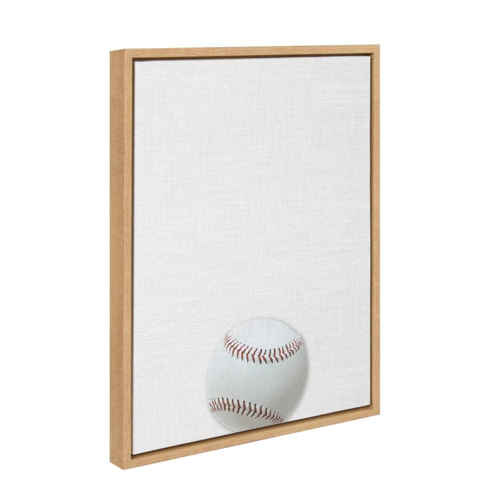 DesignOvation 18" x 24" Sylvie Color Baseball Portrait Framed Canvas Natural : Modern Style, Screen Print Art, Plastic Frame