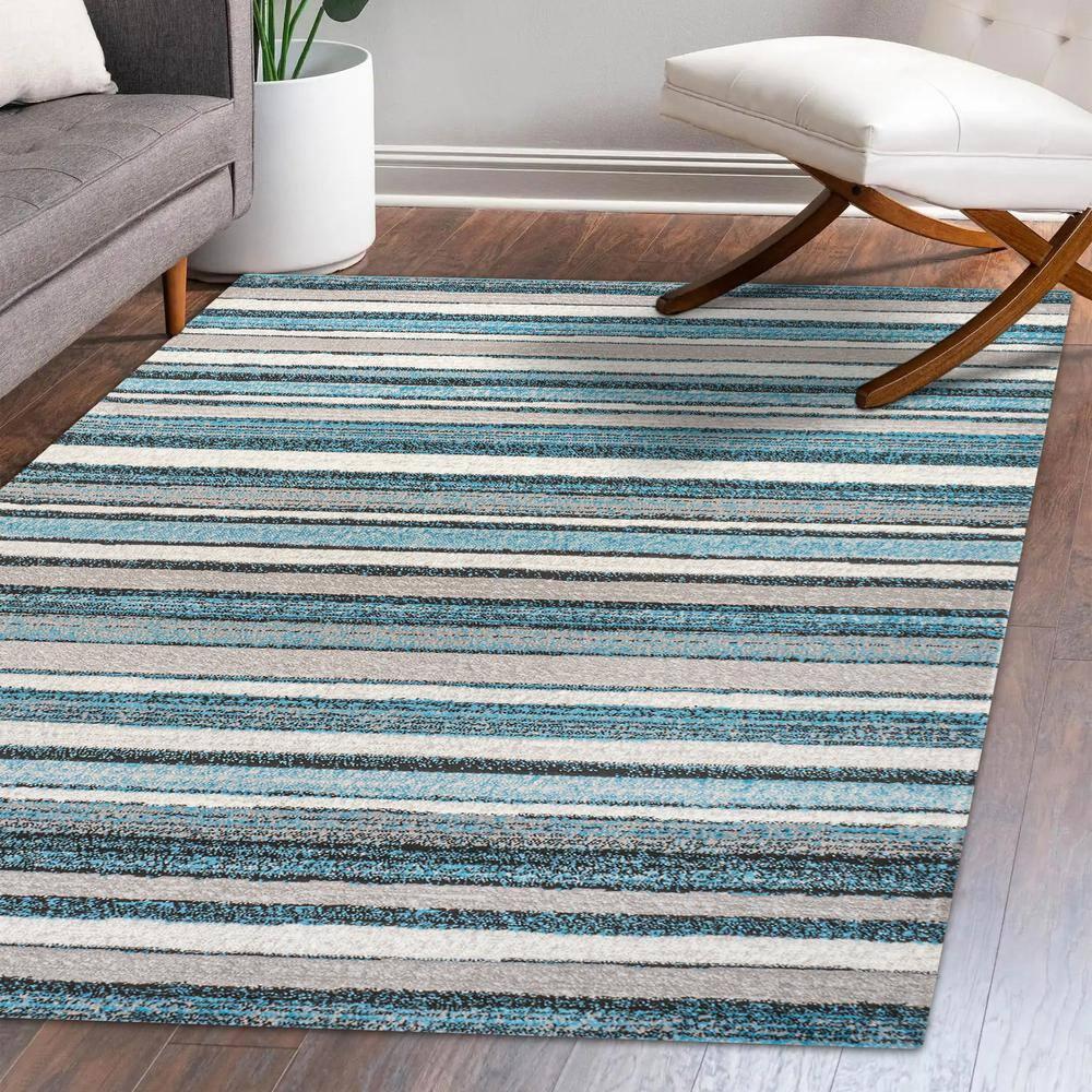 3' x 5' Magnolia Beach Strie' Striped Area Rug, Blue/Navy - JONATHAN Y