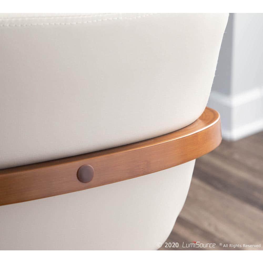 Cosmo Mid-Century Modern Chair Cream/Walnut - LumiSource: Faux Leather, Walnut Wood Legs, Padded Seat