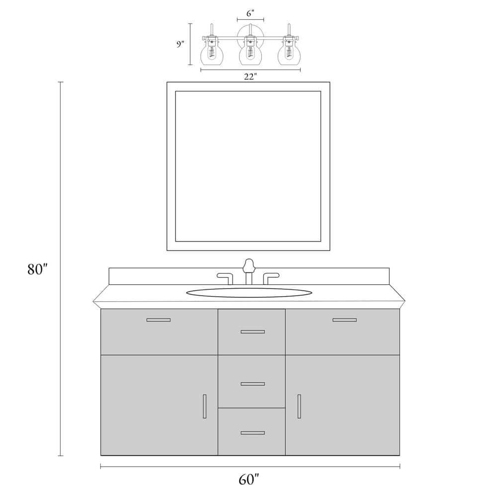 LNC Charm 22-in 3 -Light Matte Black Farmhouse Vanity light bar