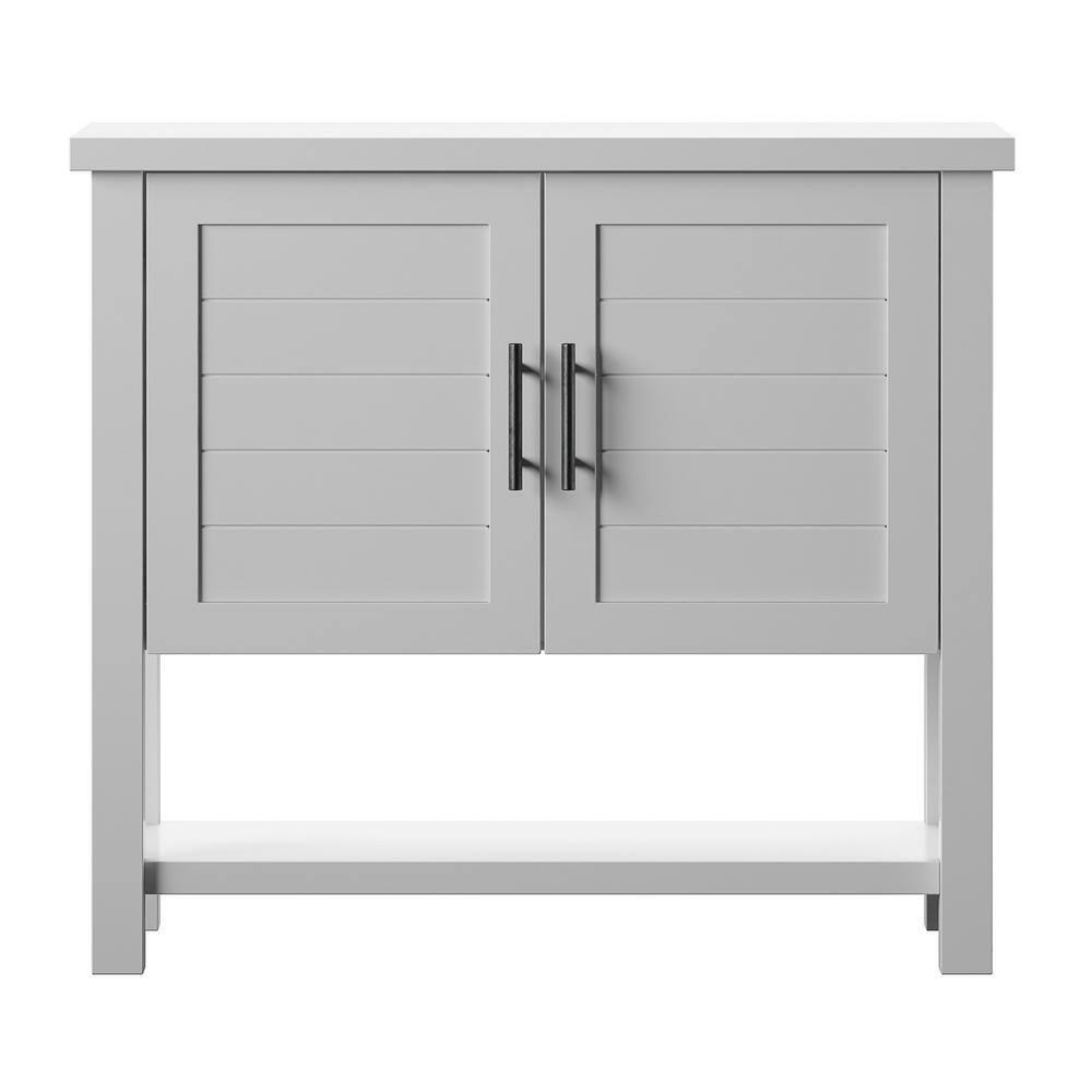 Twin Star Home Console Table with USB Charging Ports and Louvered Doors