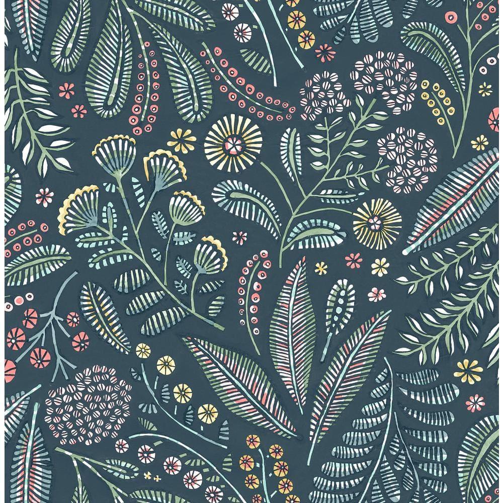 Briar Teal Floral Non-Woven Removable Wallpaper