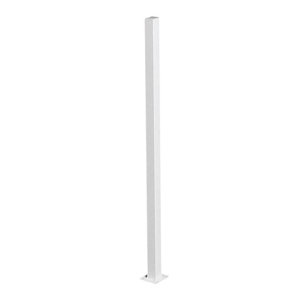 White Metal Fence Post 2 in. X 2 in. X 3 Ft. with Flange Post (White)