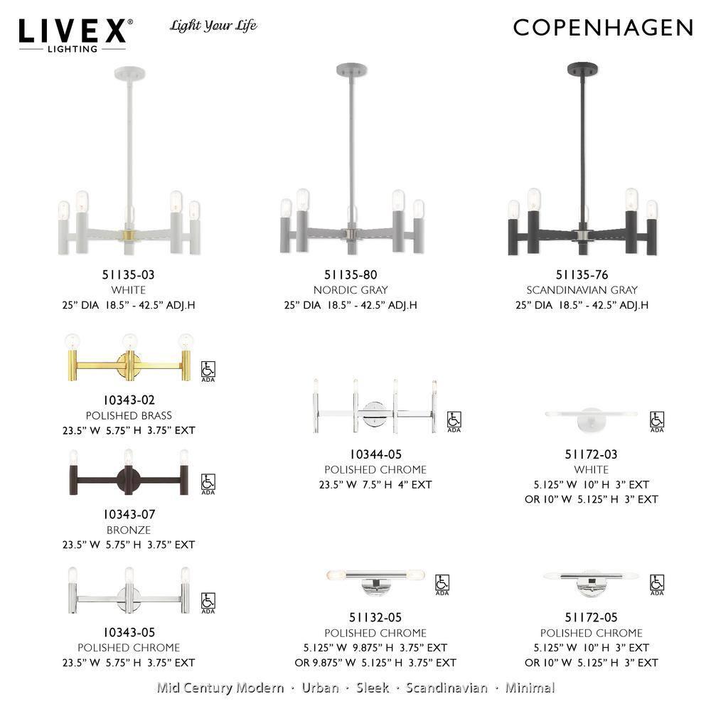 Livex Lighting Copenhagen 2 - Light Wall Light in  Polished Chrome