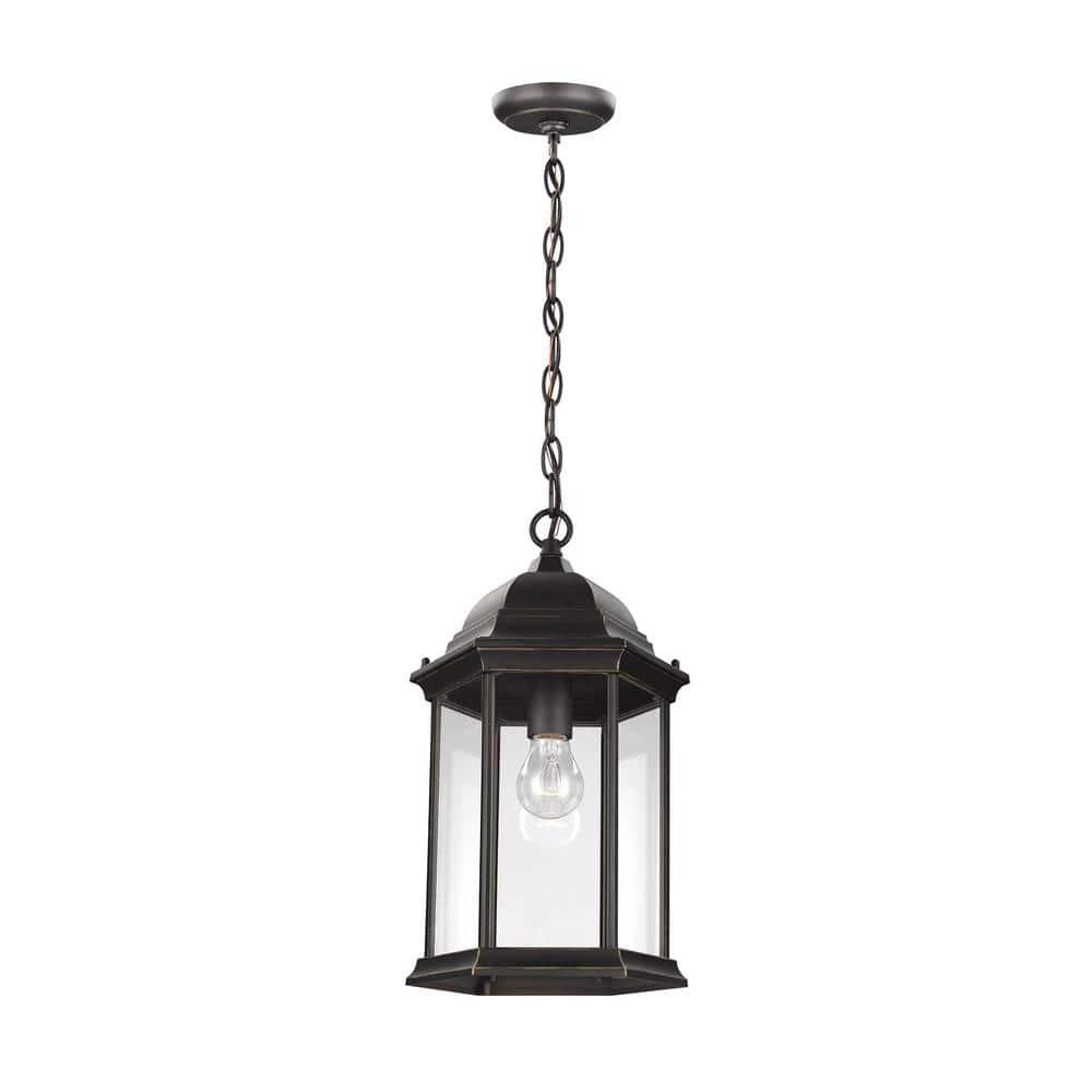Antique Bronze Classic Lantern Outdoor Pendant with Clear Glass