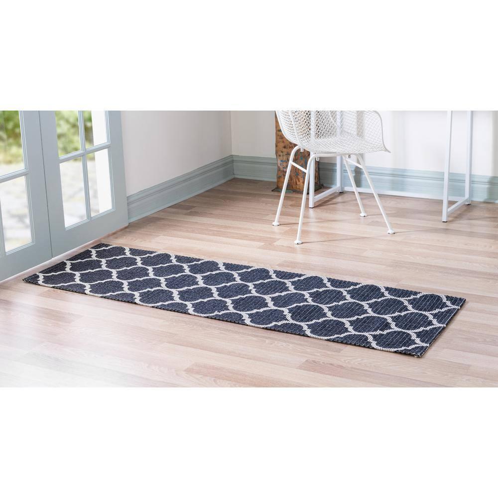 Unique Loom Decatur Collection Area Rug - Trellis (2' x 8' Runner Black/Ivory)