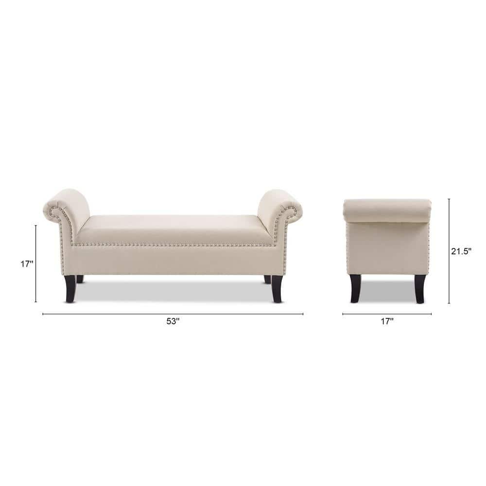 Kathy Roll Arm Entryway Accent Bench Sky Neutral
