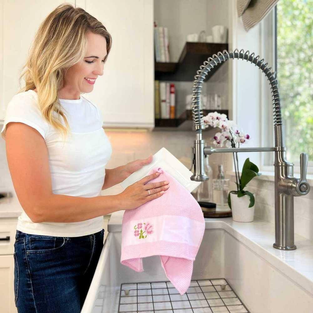 KAFTHAN Premium Floral Cotton Kitchen Towel & Dishcloth Set (28”x18”, 6pk) , Multicolor Jacquard, Soft, Absorbent, Durable, 100% Turkish Cotton