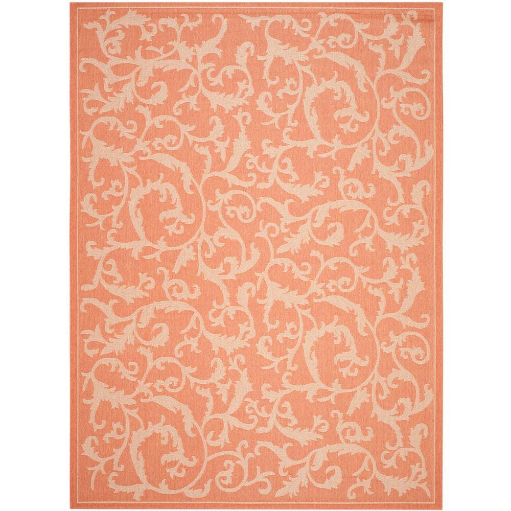 Courtyard CY2653 Power Loomed Indoor and Outdoor Area Rug - Terracotta/Natural - 9'x12' - Safavieh