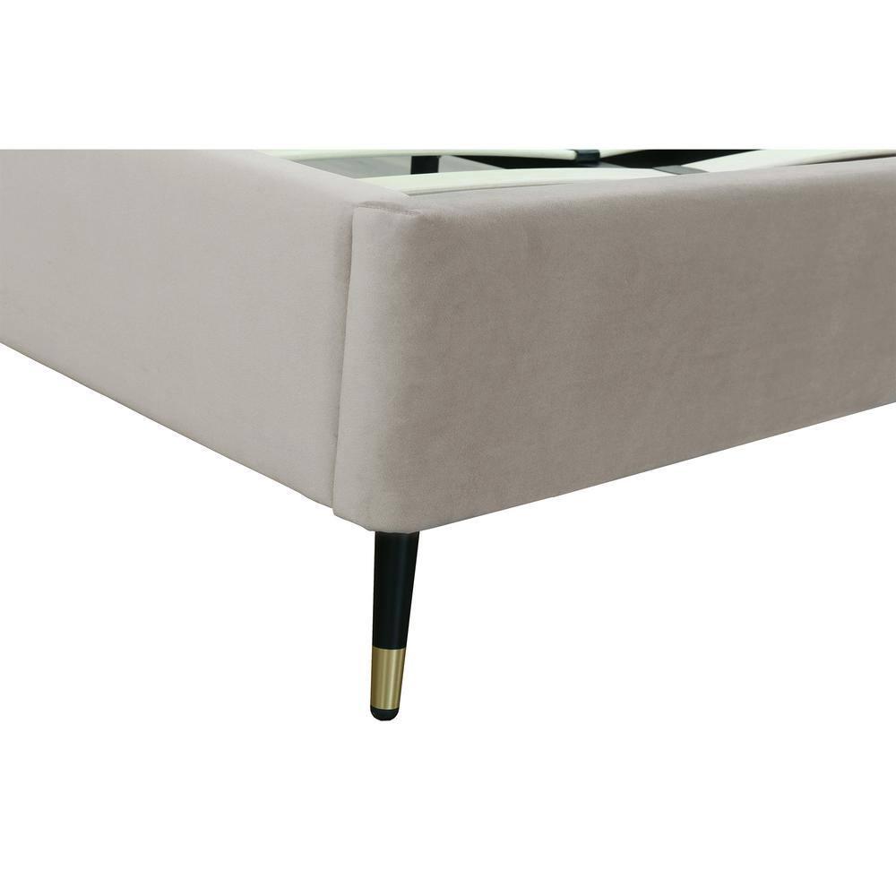 Manhattan Comfort Queen Crosby Modern Velvet Upholstered Bed Greige