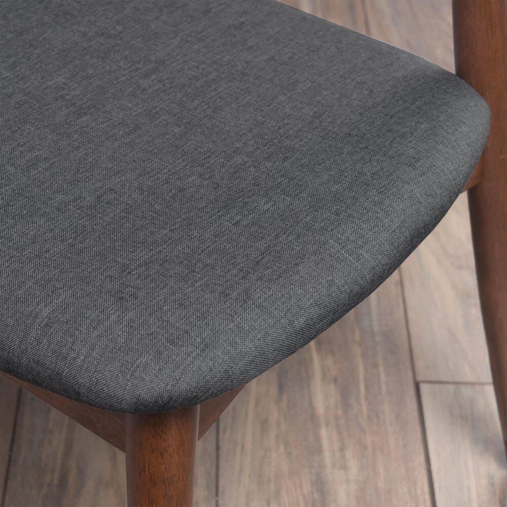 Christopher Knight Home Barron Mid Century Modern Rubberwood Fabric Upholstered Dining Chairs (Set of 2), Charcoal/Walnut