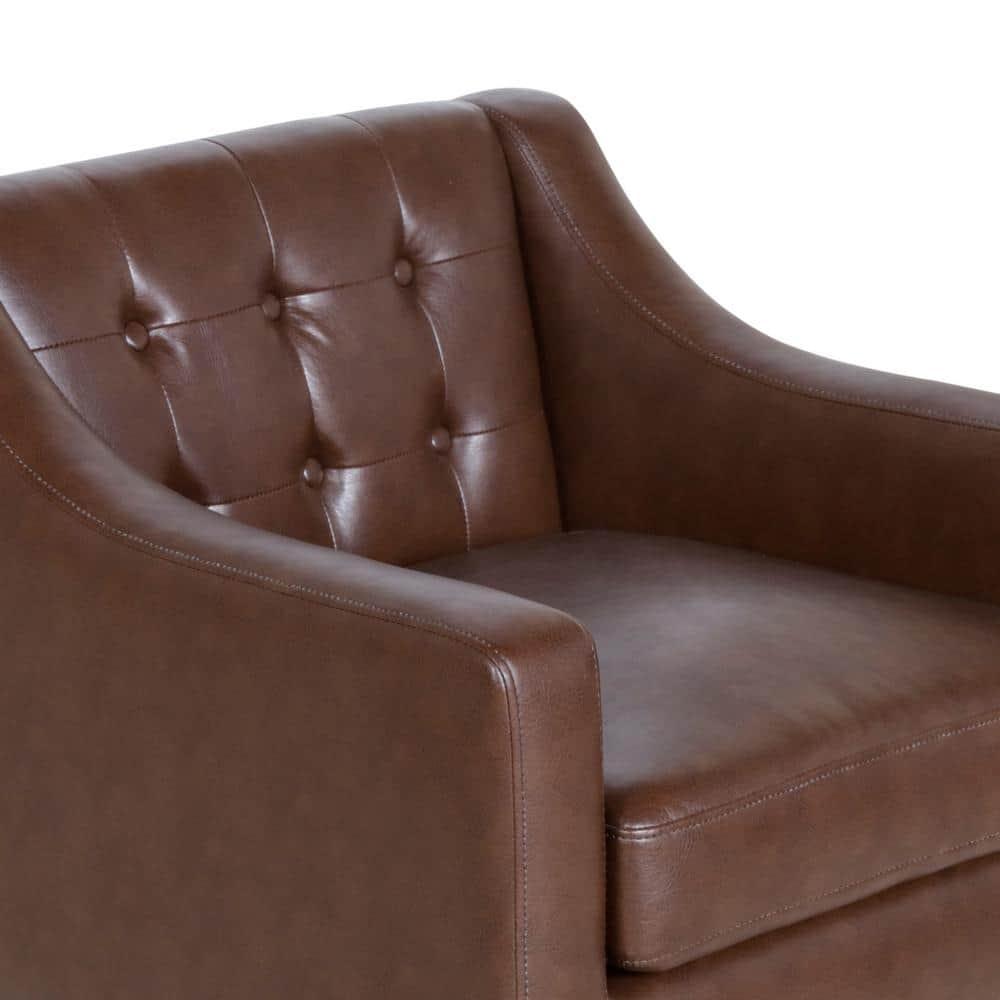 Noble House Annisa Faux Leather Club Chair, Dark Brown and Espresso