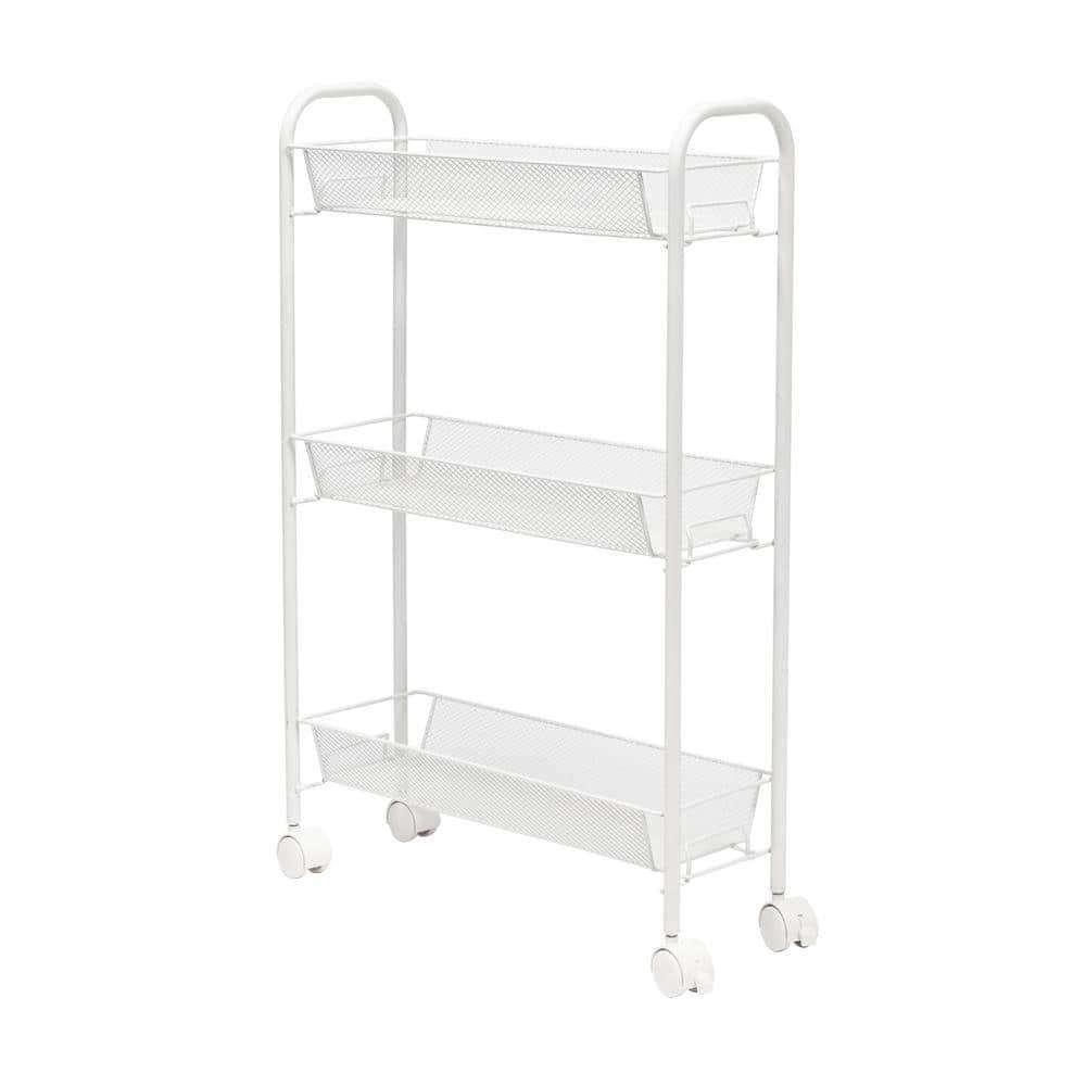 Slim 3-Tier Wire Rolling Storage Cart