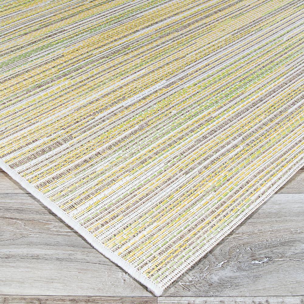 Couristan Monaco Alassio Indoor/Outdoor Area Rug, 5'10" x 9'2", Sand-Sea Mist Green-Lemon Yellow