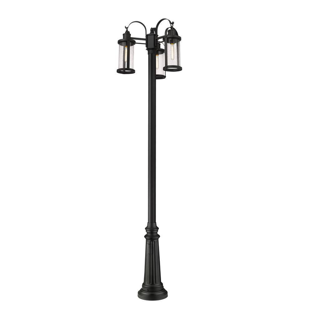 Z-Lite Roundhouse 3 - Light Post Light in  Black