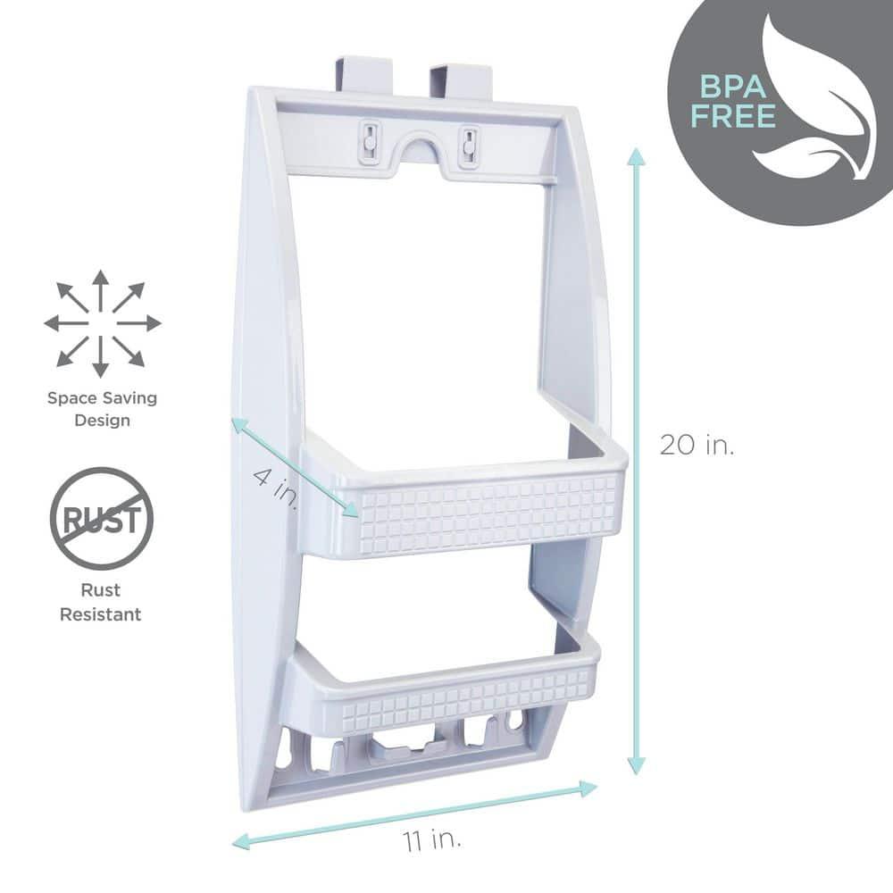Bath Bliss Flexi Shower Caddy Shelf White: Polypropylene, Suction Mount, Bathroom Storage Organizer Rack