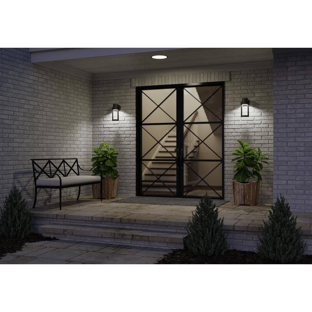 Progress Lighting Z-1030 1-Light Outdoor LED Sconce, Aluminum, Black Finish, Clear Glass Shade