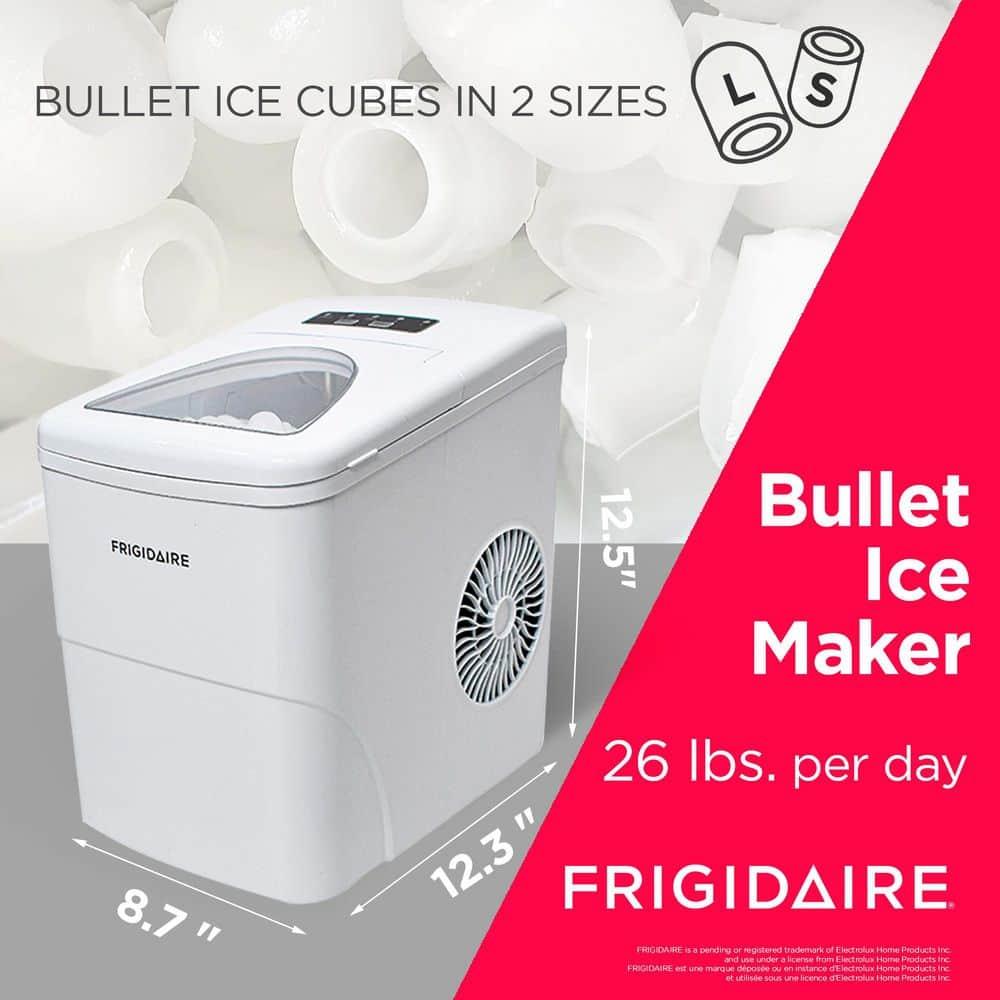 Frigidaire Ice Maker with 26 lbs. Capacity Countertop Stainless Steel Ice Maker with Transparent Window