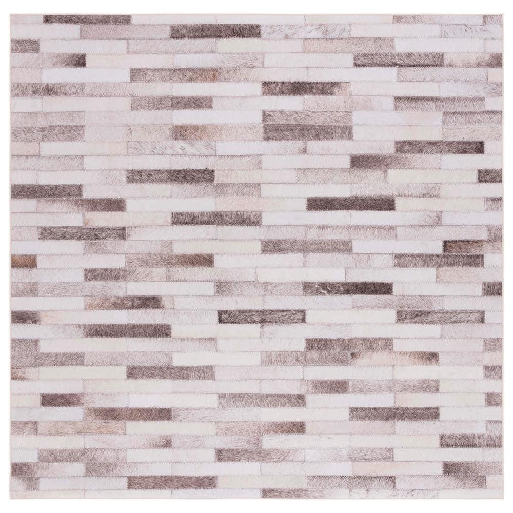 Faux Hide FAH500 Power Loomed Machine Washable Area Rug - Beige/Brown - 6'x6' - Safavieh.