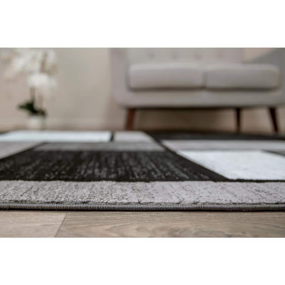 World Rug Gallery Contemporary Modern Boxed Color Block Area Rug - Gray 4'x6'