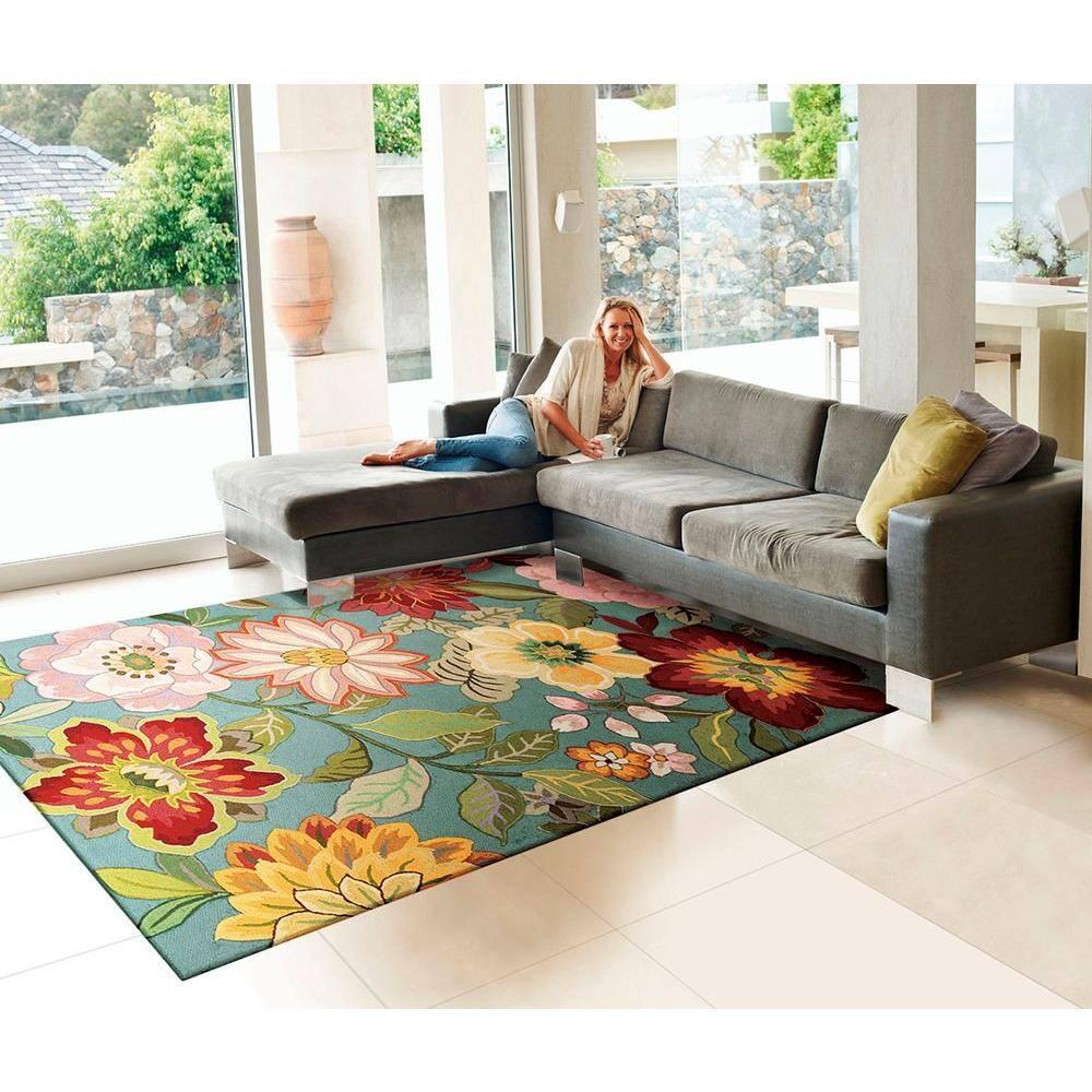 Nourison Fantasy FA18 Aqua Area Rug 5' x 7'6"