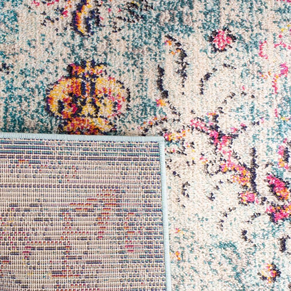 SAFAVIEH Madison Joandra Vintage Floral Area Rug, Navy/Light Blue, 11' x 11' Square