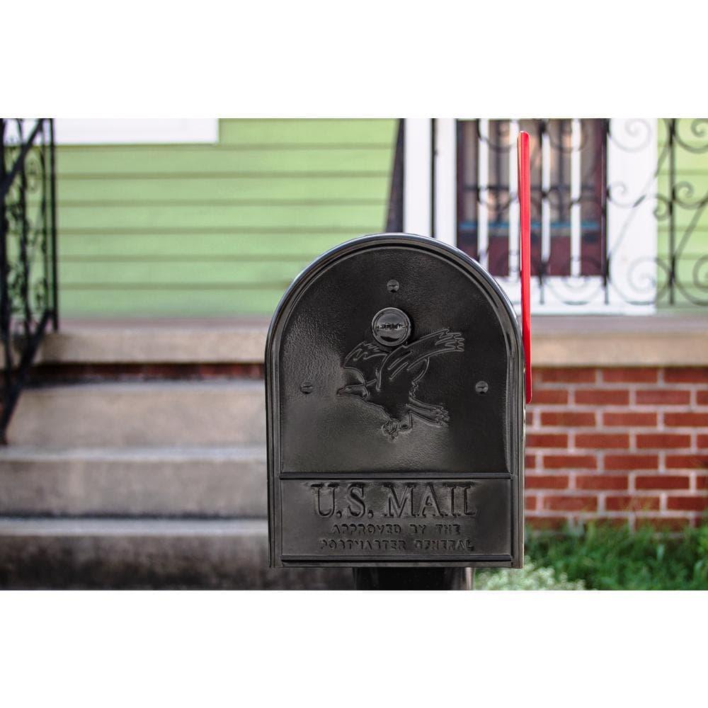 Large Black Steel Double Door Post Mount Mailbox