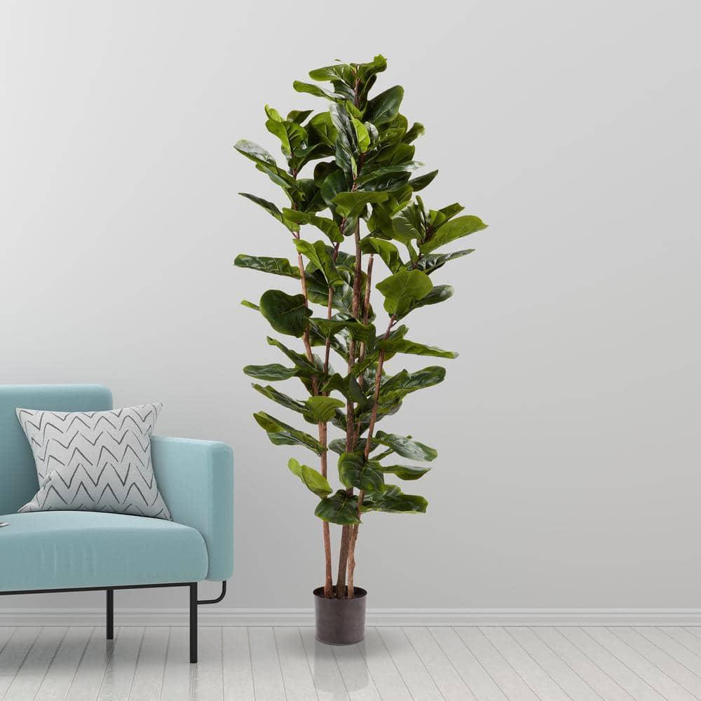 Artificial Fiddle Leaf Fig Tree-72"" Faux Plant in Pot with Natural Feel Leaves-Realistic